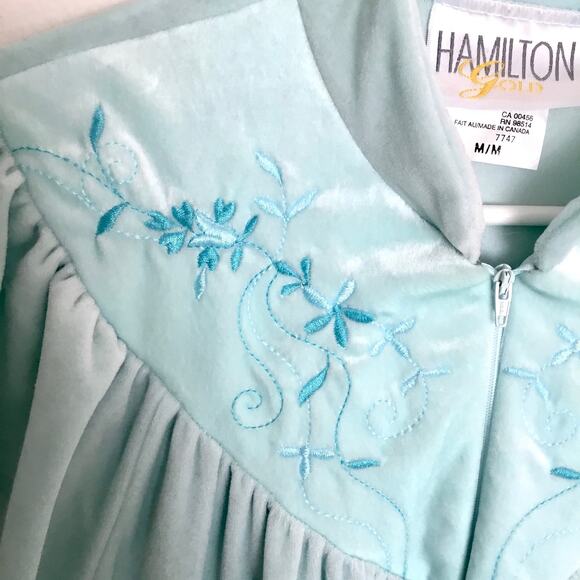 Vtg Hamilton Gold Long Nightgown Women's half front Zipper Fleece Duster Sz M - Picture 4 of 8